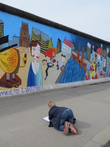 ART CLASS - One particularly creative teacher took her group of elementary school students to each sketch a replica of a panel on the East Side Gallery.